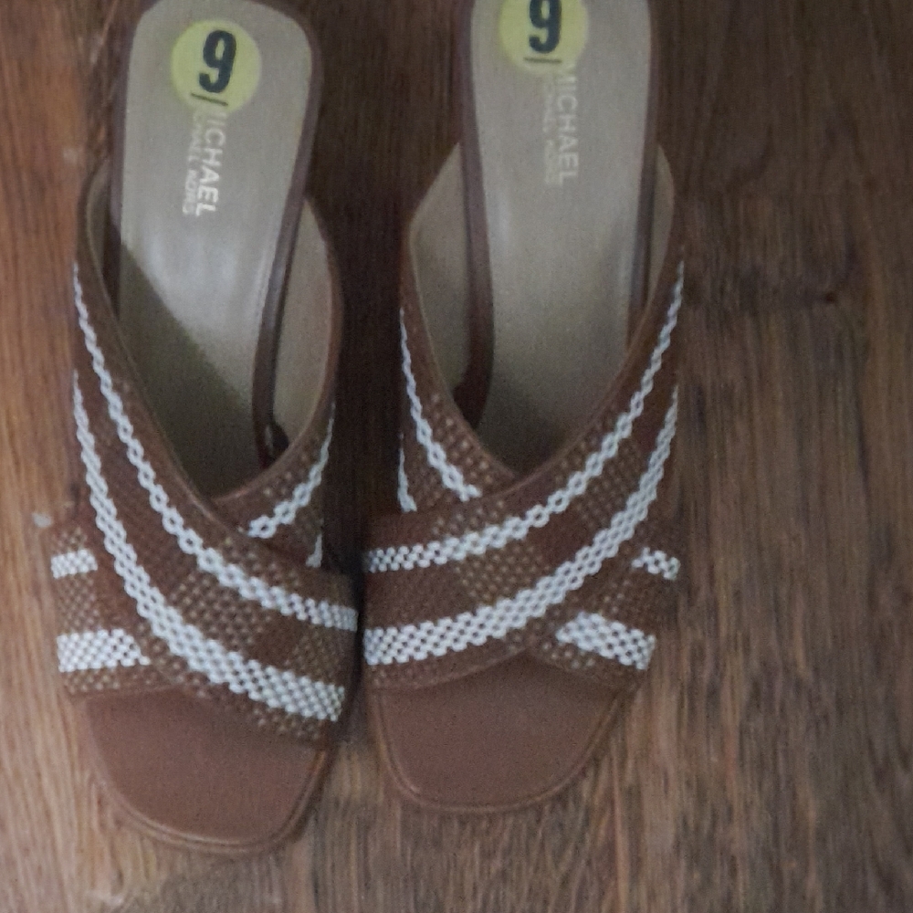 Michael Kors Brown and White Mules